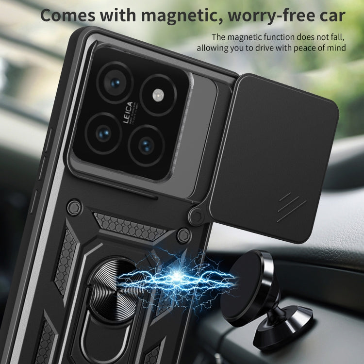Sliding Camera Cover Design TPU Hybrid PC Phone Case - For Xiaomi 14T 5G / Poco F6 / Poco F6 Pro