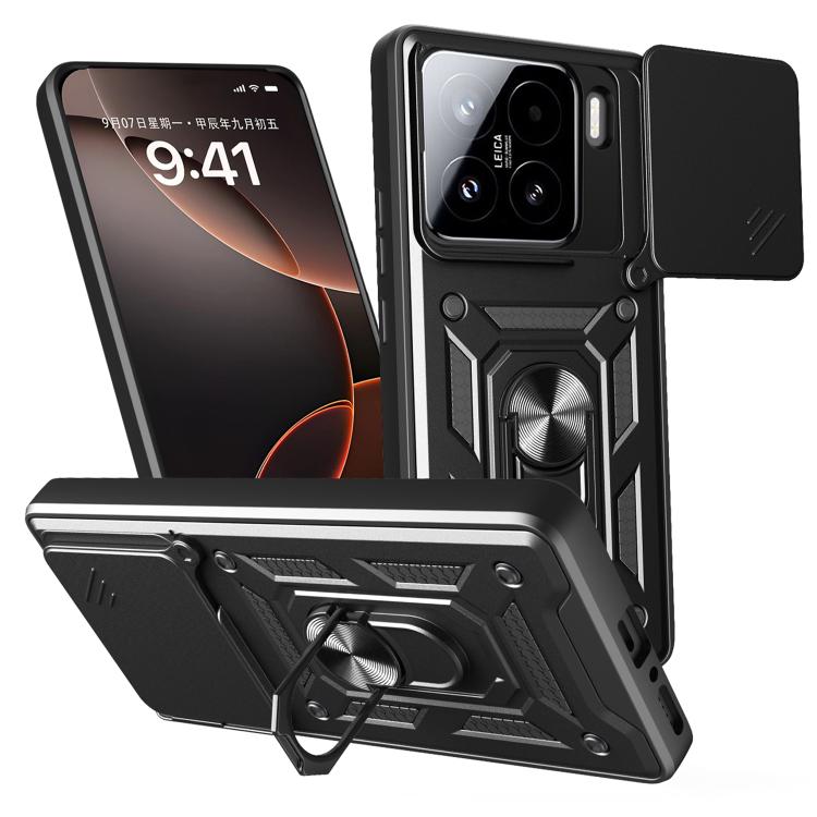 Sliding Camera Cover Design TPU Hybrid PC Phone Case - For Xiaomi 15 Pro / 15 / 14T Pro 5G