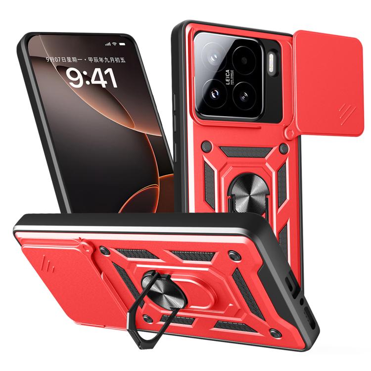 Sliding Camera Cover Design TPU Hybrid PC Phone Case - For Xiaomi 15 Pro / 15 / 14T Pro 5G