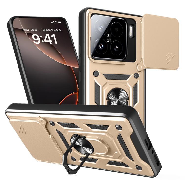 Sliding Camera Cover Design TPU Hybrid PC Phone Case - For Xiaomi 15 Pro / 15 / 14T Pro 5G