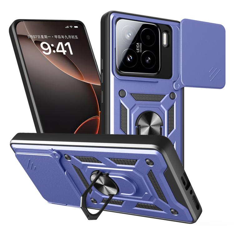 Sliding Camera Cover Design TPU Hybrid PC Phone Case - For Xiaomi 15 Pro / 15 / 14T Pro 5G