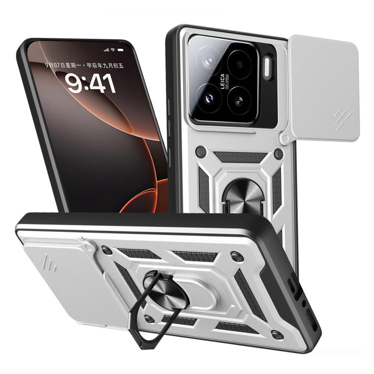 Sliding Camera Cover Design TPU Hybrid PC Phone Case - For Xiaomi 15 Pro / 15 / 14T Pro 5G