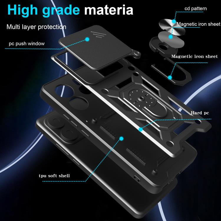 Sliding Camera Cover Design TPU Hybrid PC Phone Case - For Xiaomi 15 Pro / 15 / 14T Pro 5G