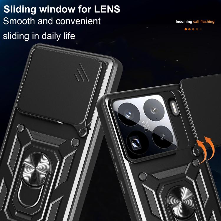 Sliding Camera Cover Design TPU Hybrid PC Phone Case - For Xiaomi 15 Pro / 15 / 14T Pro 5G