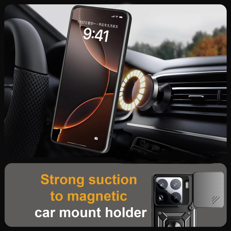 Sliding Camera Cover Design TPU Hybrid PC Phone Case - For Xiaomi 15 Pro / 15 / 14T Pro 5G