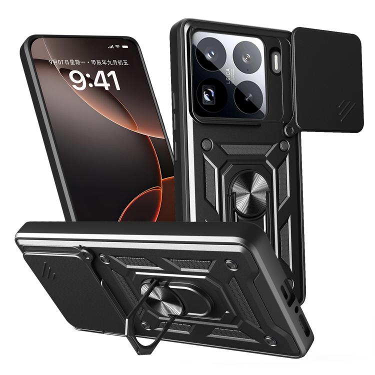 Sliding Camera Cover Design TPU Hybrid PC Phone Case - For Xiaomi 15 Pro / 15 / 14T Pro 5G
