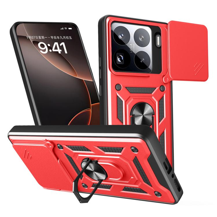 Sliding Camera Cover Design TPU Hybrid PC Phone Case - For Xiaomi 15 Pro / 15 / 14T Pro 5G
