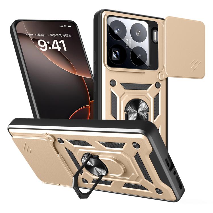 Sliding Camera Cover Design TPU Hybrid PC Phone Case - For Xiaomi 15 Pro / 15 / 14T Pro 5G