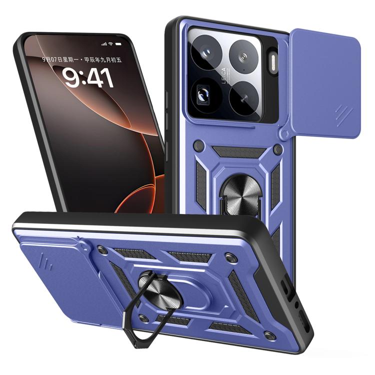 Sliding Camera Cover Design TPU Hybrid PC Phone Case - For Xiaomi 15 Pro / 15 / 14T Pro 5G