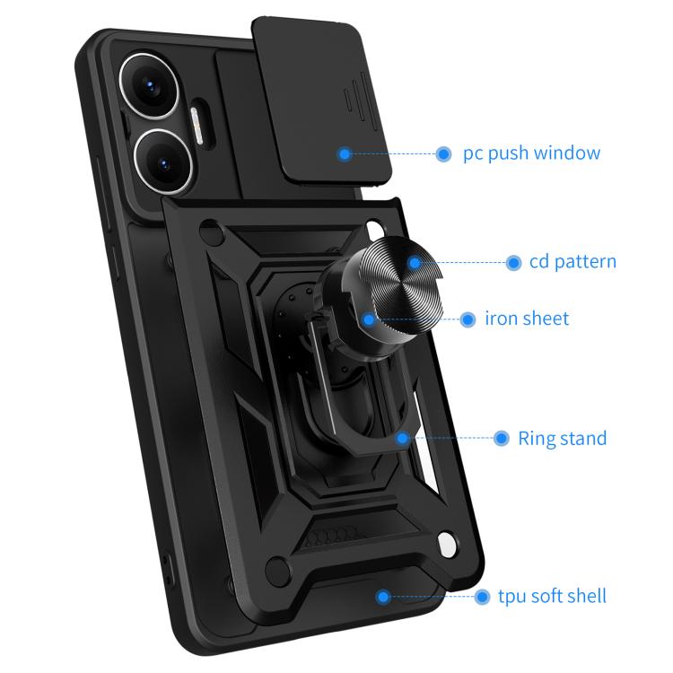 Sliding Camera Cover Design TPU Hybrid PC Phone Case - For Xiaomi 15 Ultra / Poco X7 Pro 5G Global / Poco M7 Pro 5G