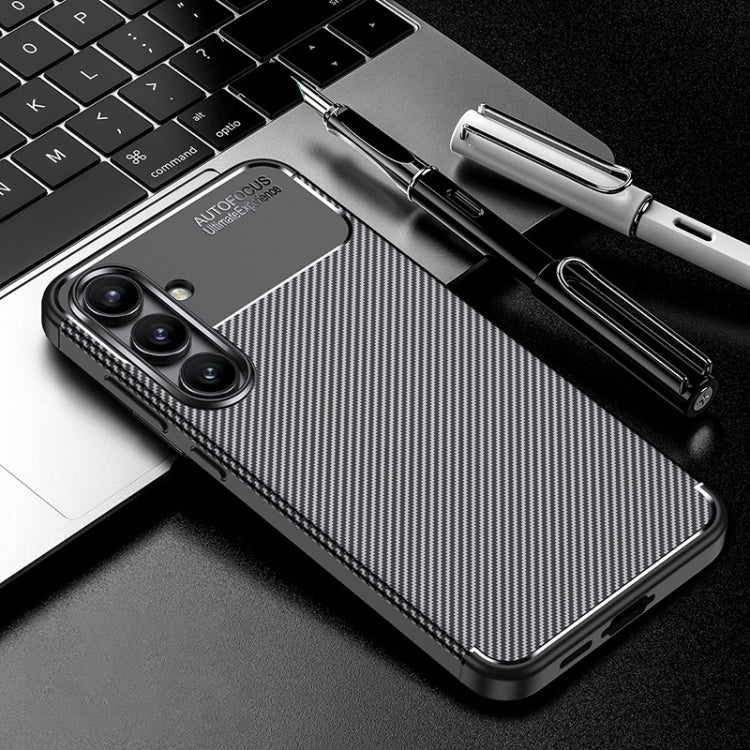 Carbon Fiber Texture Shockproof Black TPU Phone Case - For Samsung Galaxy S25 Series / S24 FE