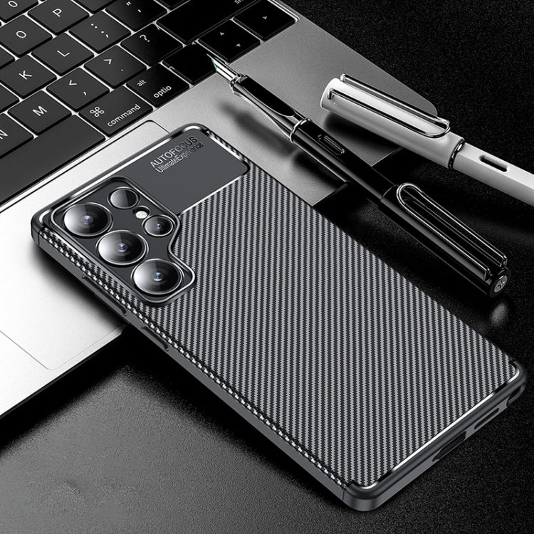 Carbon Fiber Texture Shockproof Black TPU Phone Case - For Samsung Galaxy S25 Series / S24 FE