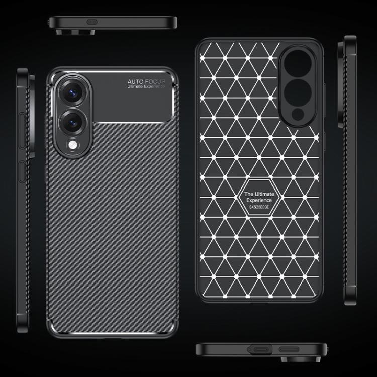 Carbon Fiber Texture Shockproof Black TPU Phone Case - For Samsung Galaxy S25 Series / S24 FE