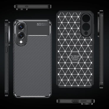 Carbon Fiber Texture Shockproof Black TPU Phone Case - For Samsung Galaxy S25 Series / S24 FE