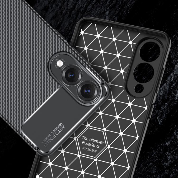 Carbon Fiber Texture Shockproof Black TPU Phone Case - For Samsung Galaxy S25 Series / S24 FE