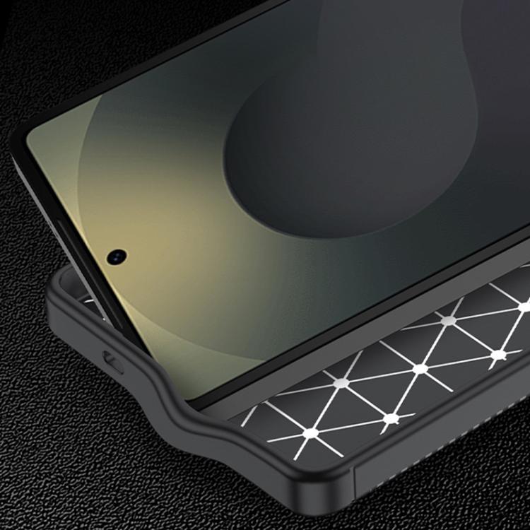 Carbon Fiber Texture Shockproof Black TPU Phone Case - For Samsung Galaxy S25 Series / S24 FE