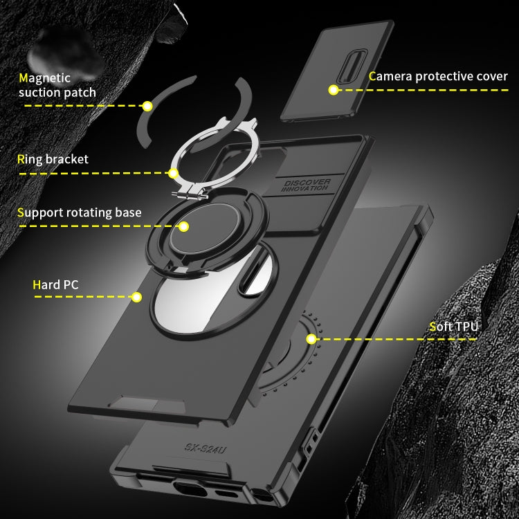 Sliding Camshield Ring Holder Phone Case - For Samsung Galaxy S25 Edge / S25 / S25+ / S25 Ultra