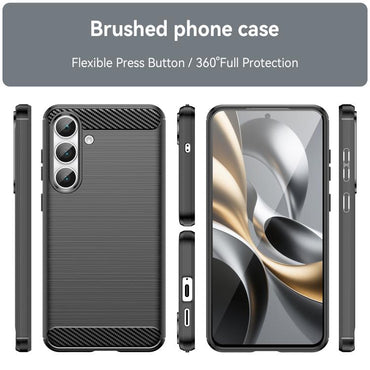 Carbon Fiber Brushed Texture TPU Phone Case - For Samsung Galaxy S25 Series / S24 FE