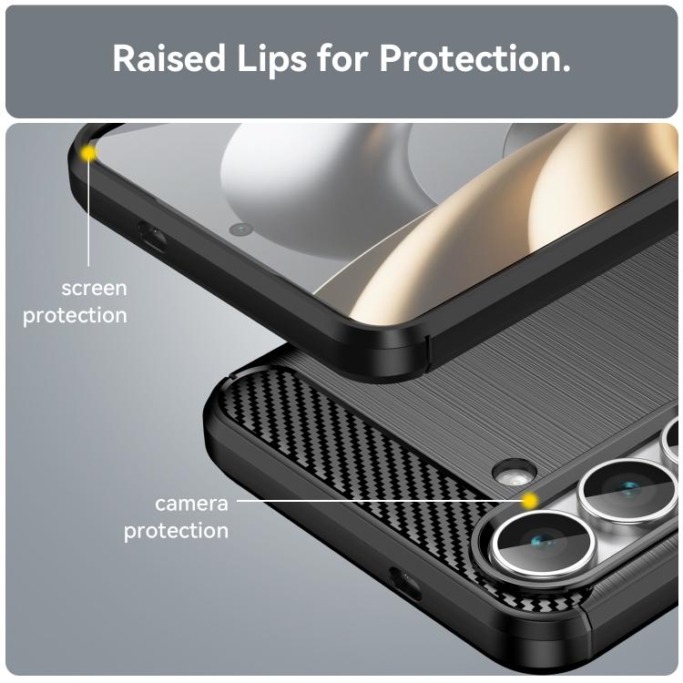 Carbon Fiber Brushed Texture TPU Phone Case - For Samsung Galaxy S25 Series / S24 FE