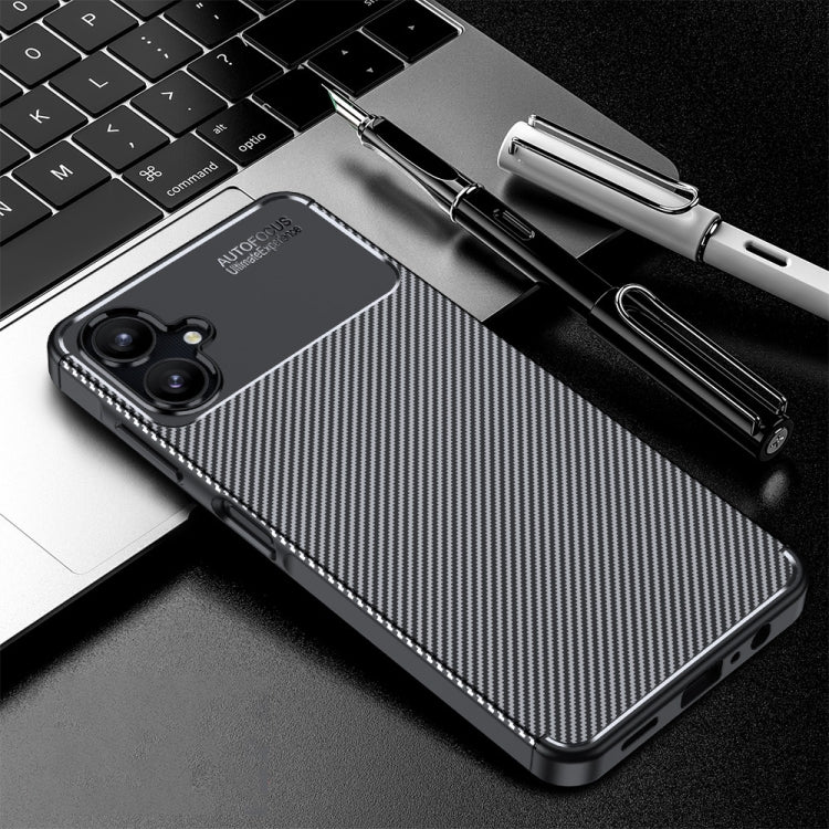 Carbon Fiber Texture Shockproof TPU Black Phone Case - For Samsung Galaxy A56 / A36 / A26 / A16 5G / A06 4G