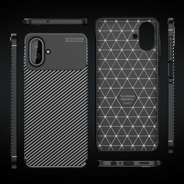 Carbon Fiber Texture Shockproof TPU Black Phone Case - For Samsung Galaxy A56 / A36 / A26 / A16 5G / A06 4G