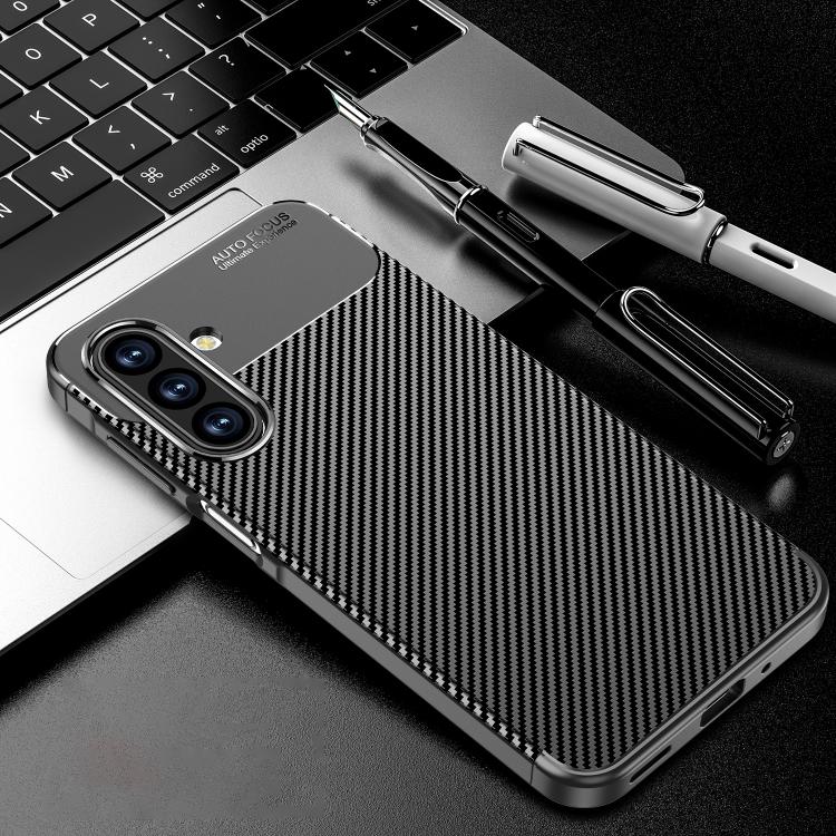Carbon Fiber Texture Shockproof TPU Black Phone Case - For Samsung Galaxy A56 / A36 / A26 / A16 5G / A06 4G