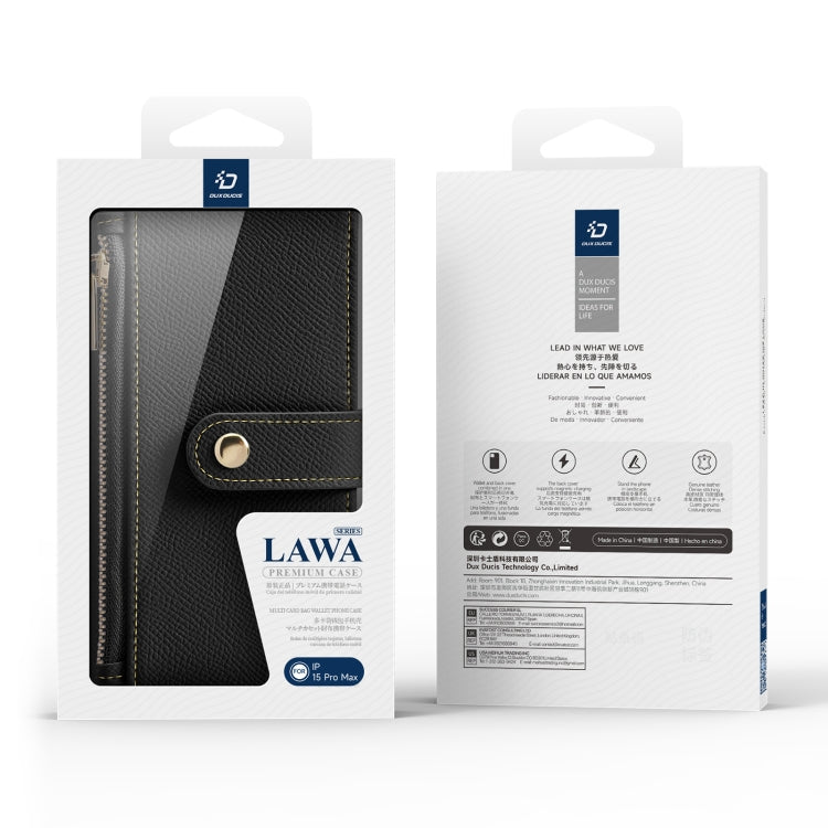 Dux Ducis Lawa Series 2 in 1 Wallet Zipper Detachable MagSafe Phone Case with Lanyard - For iPhone 16 / 15 Pro Max / 15 Pro / 15 Plus / 15