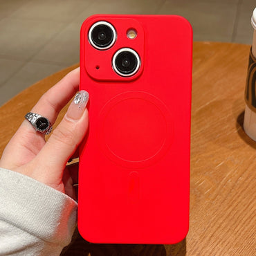 Solid Colour Liquid Silicone MagSafe Phone Case - For iPhone 13