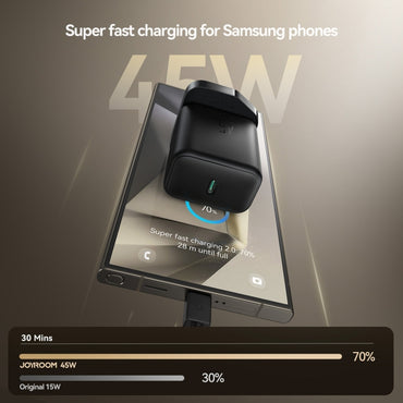 JOYROOM JR-TCG13 45W GaN USB-C Black Super Fast Charger at MosAccessories.co.uk