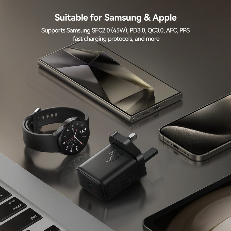 JOYROOM JR-TCG13 45W GaN USB-C Black Super Fast Charger at MosAccessories.co.uk