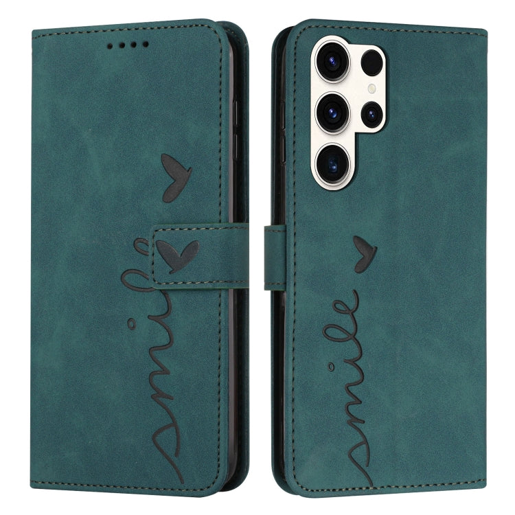Skin Feel Heart Embossed PU Leather Phone Case with Long Lanyard - For Samsung Galaxy S25 Edge / S25 / S24 / S25+ / S24+ / S25 Ultra
