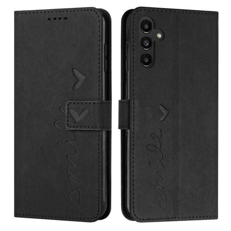 Skin Feel Heart Embossed PU Leather Phone Case with Long Lanyard - For Samsung Galaxy S25 Edge / S25 / S24 / S25+ / S24+ / S25 Ultra