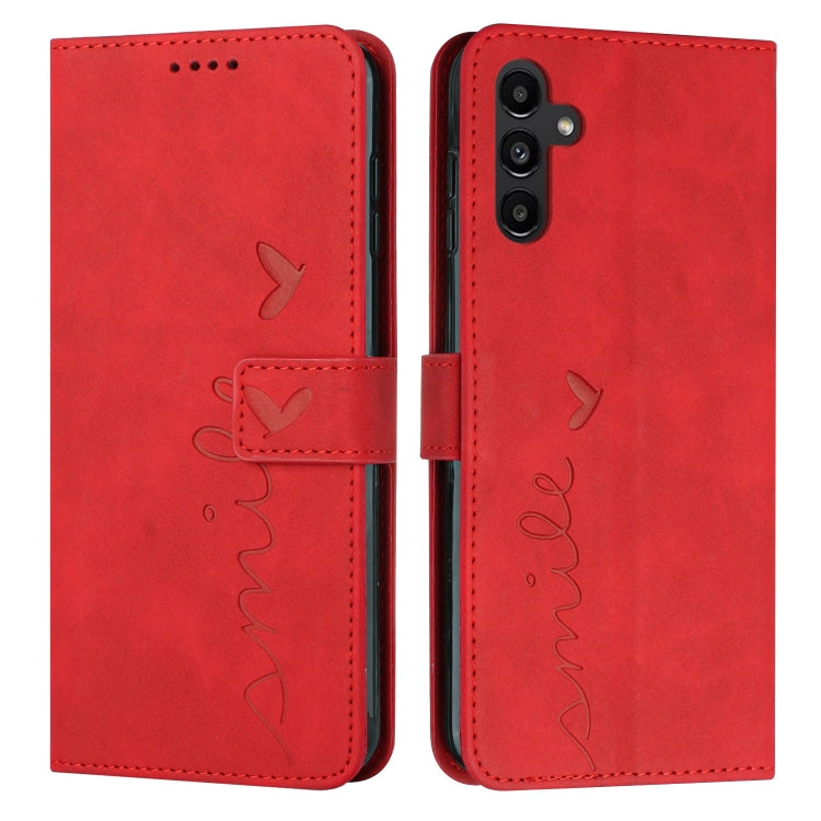 Skin Feel Heart Embossed PU Leather Phone Case with Long Lanyard - For Samsung Galaxy S25 Edge / S25 / S24 / S25+ / S24+ / S25 Ultra