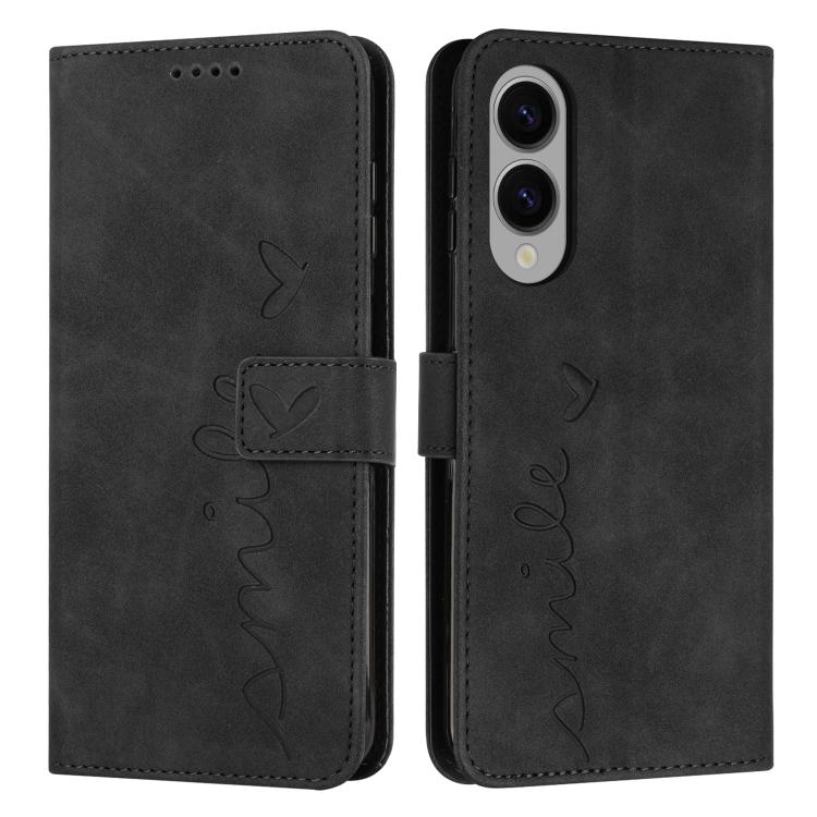Skin Feel Heart Embossed PU Leather Phone Case with Long Lanyard - For Samsung Galaxy S25 Edge / S25 / S24 / S25+ / S24+ / S25 Ultra