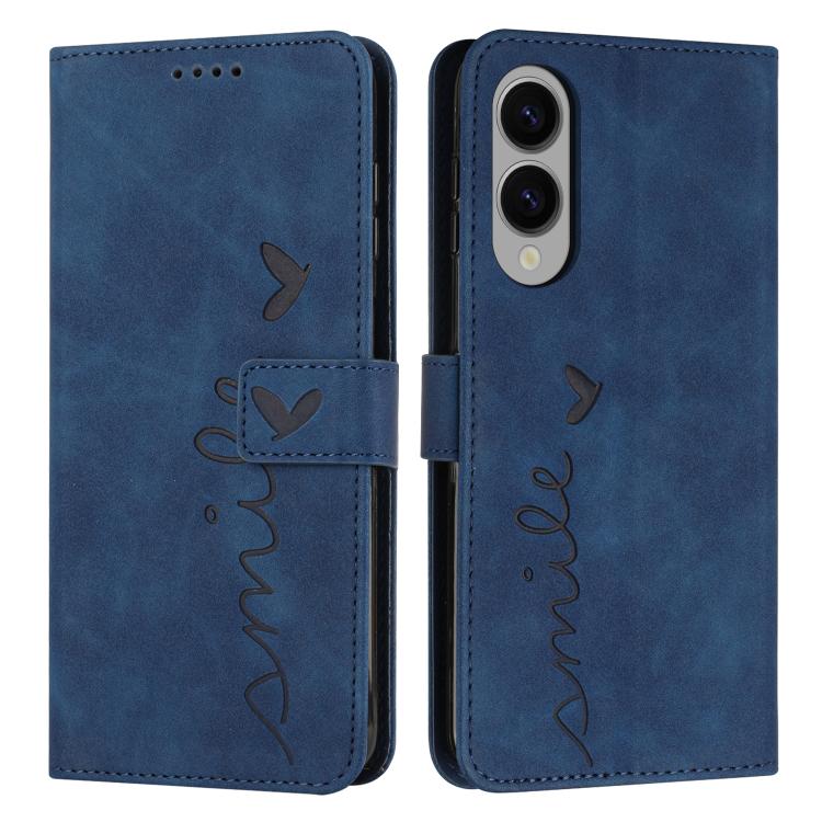 Skin Feel Heart Embossed PU Leather Phone Case with Long Lanyard - For Samsung Galaxy S25 Edge / S25 / S24 / S25+ / S24+ / S25 Ultra