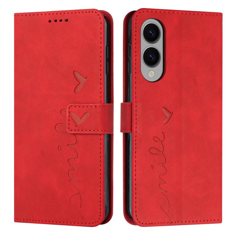 Skin Feel Heart Embossed PU Leather Phone Case with Long Lanyard - For Samsung Galaxy S25 Edge / S25 / S24 / S25+ / S24+ / S25 Ultra