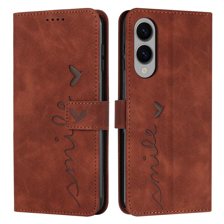Skin Feel Heart Embossed PU Leather Phone Case with Long Lanyard - For Samsung Galaxy S25 Edge / S25 / S24 / S25+ / S24+ / S25 Ultra