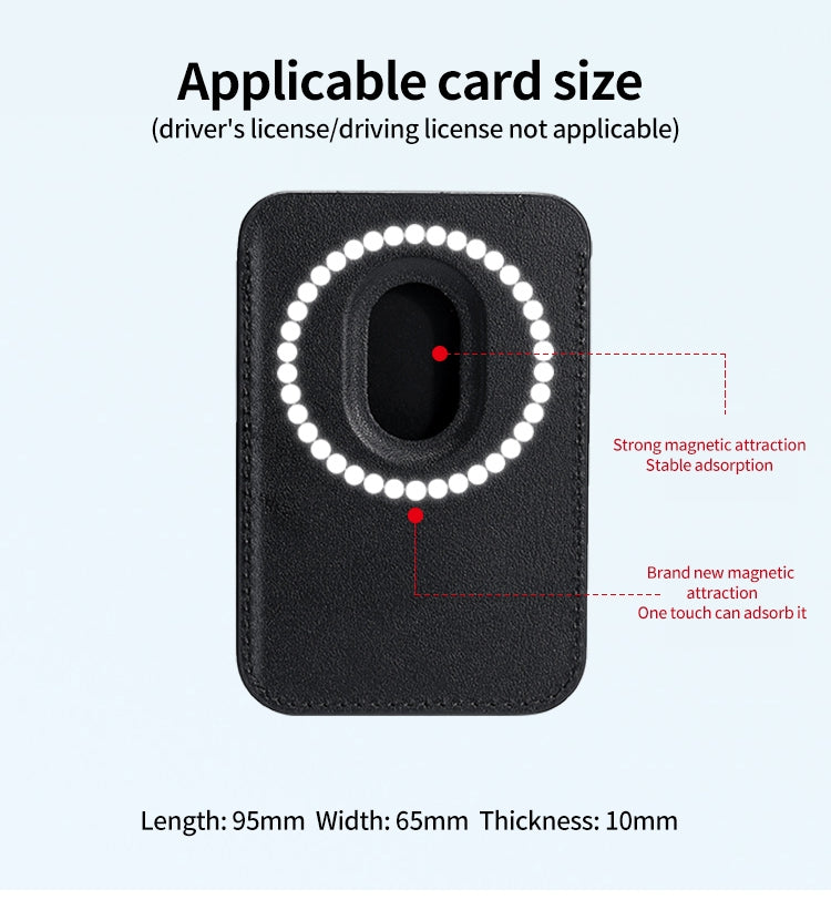Single Card Slot MagSafe Magnetic PU Leather Card Holder