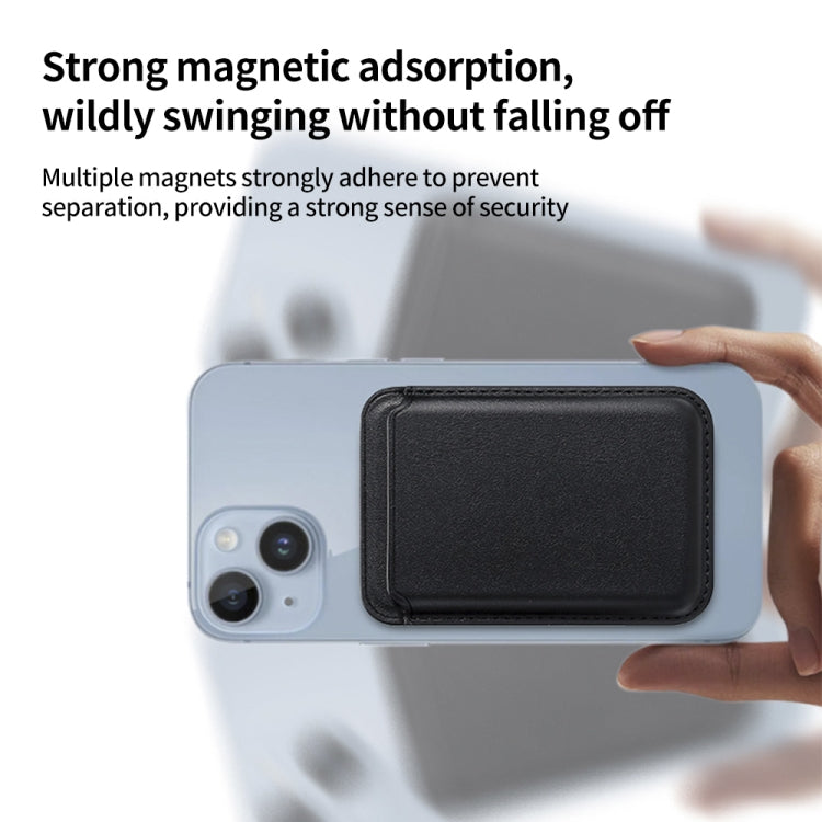 Single Card Slot MagSafe Magnetic PU Leather Card Holder