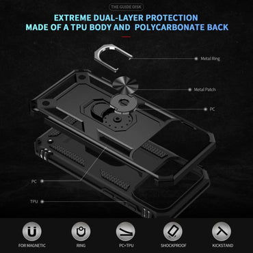 Shockproof TPU Hybrid PC Phone Case with Holder - For iPhone 17 Pro Max / 17 Pro / 17