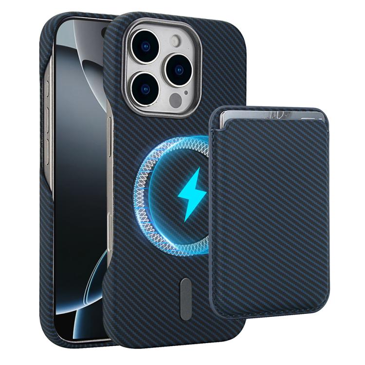 Carbon Fiber MagSafe Magnetic Card Holder Phone Case - For iPhone 16 Pro Max / 16 Pro / 16 Plus / 16