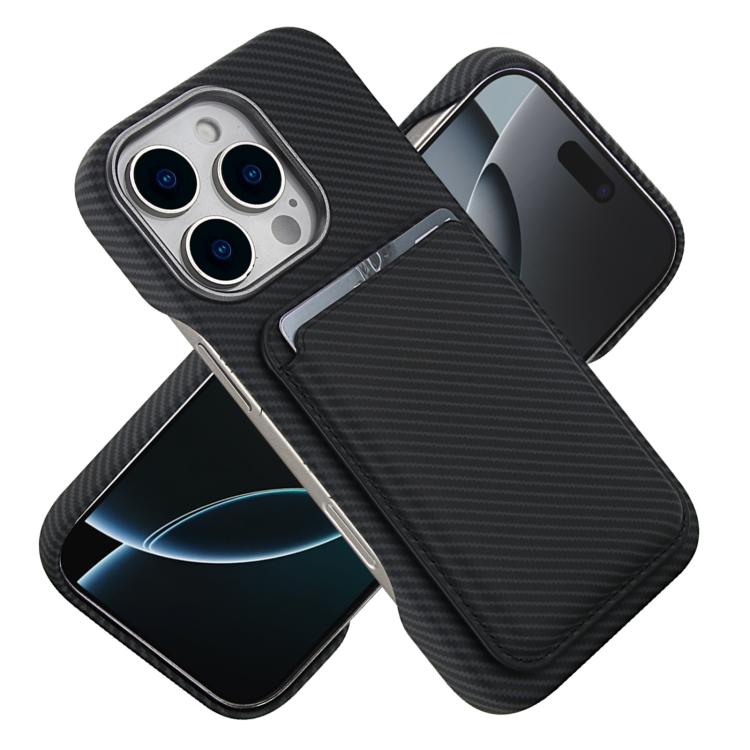 Carbon Fiber MagSafe Magnetic Card Holder Phone Case - For iPhone 16 Pro Max / 16 Pro / 16 Plus / 16