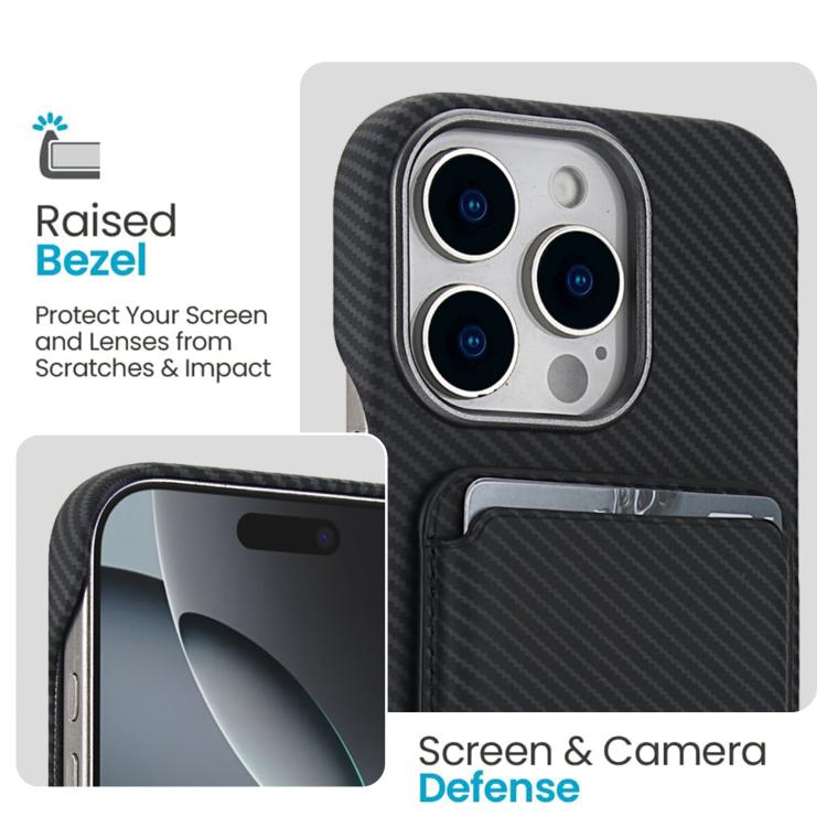 Carbon Fiber MagSafe Magnetic Card Holder Phone Case - For iPhone 16 Pro Max / 16 Pro / 16 Plus / 16