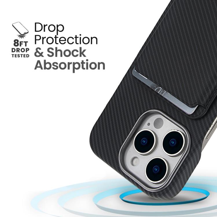 Carbon Fiber MagSafe Magnetic Card Holder Phone Case - For iPhone 16 Pro Max / 16 Pro / 16 Plus / 16