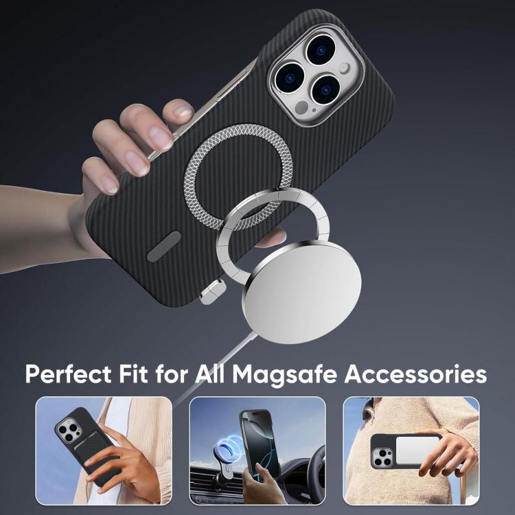 Carbon Fiber MagSafe Magnetic Card Holder Phone Case - For iPhone 16 Pro Max / 16 Pro / 16 Plus / 16