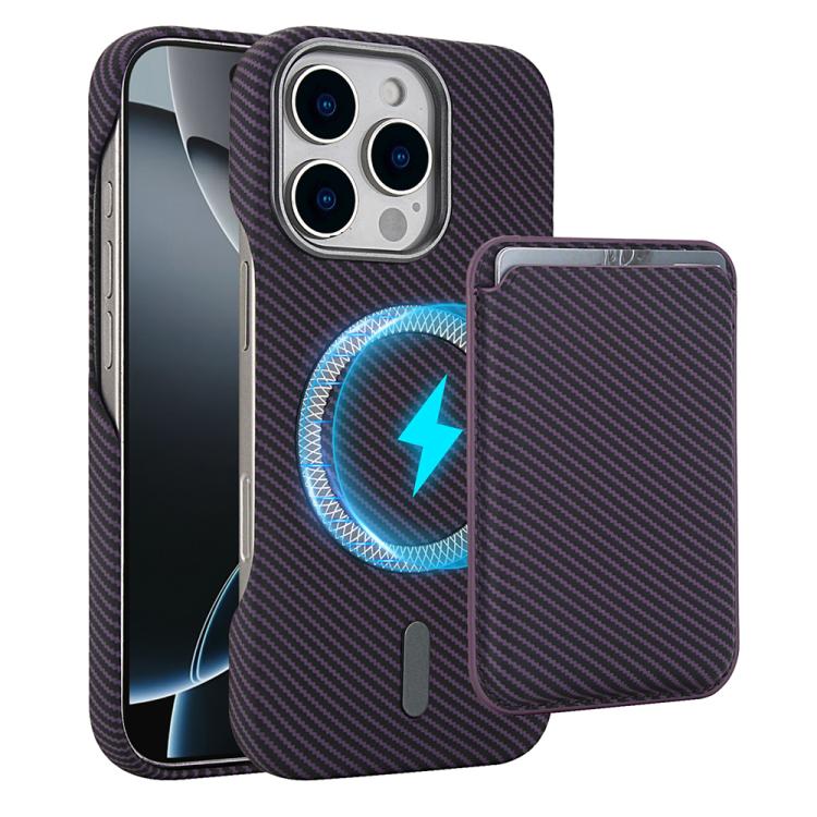 Carbon Fiber MagSafe Magnetic Card Holder Phone Case - For iPhone 16 Pro Max / 16 Pro / 16 Plus / 16