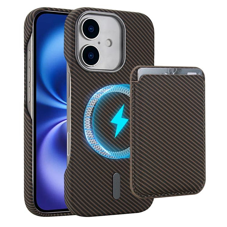 Carbon Fiber MagSafe Magnetic Card Holder Phone Case - For iPhone 16 Pro Max / 16 Pro / 16 Plus / 16