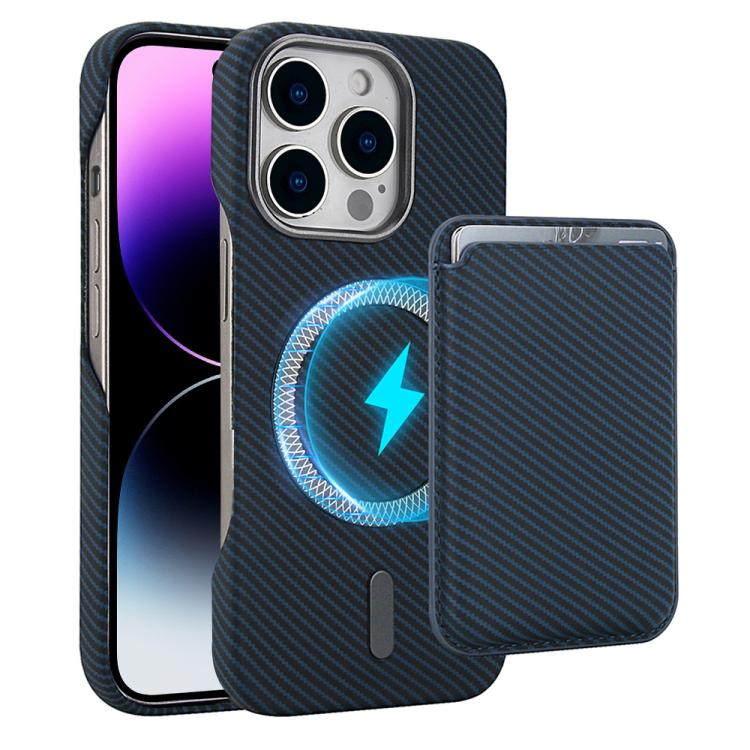 Carbon Fiber MagSafe Magnetic Card Holder Phone Case - For iPhone 14 / 14 Plus / 14 Pro / 14 Pro Max