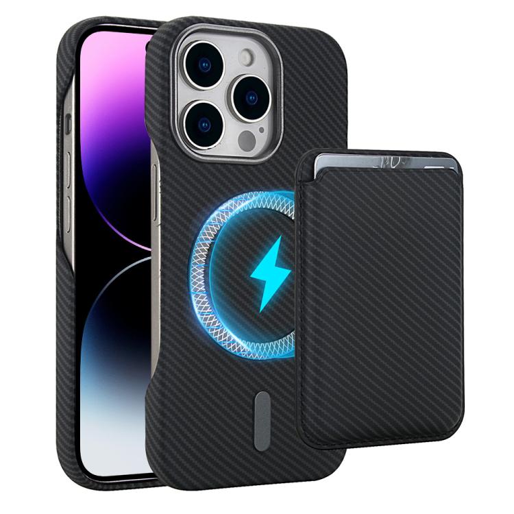 Carbon Fiber MagSafe Magnetic Card Holder Phone Case - For iPhone 14 / 14 Plus / 14 Pro / 14 Pro Max