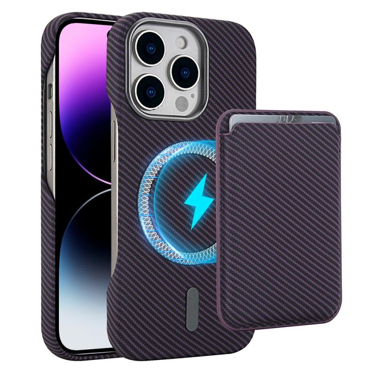 Carbon Fiber MagSafe Magnetic Card Holder Phone Case - For iPhone 14 / 14 Plus / 14 Pro / 14 Pro Max